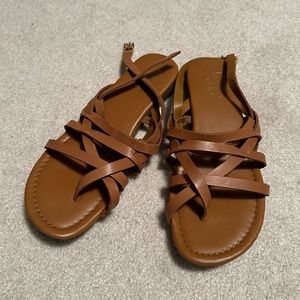 Franco Sarto Brown Strappy Flat Sandals Size 8